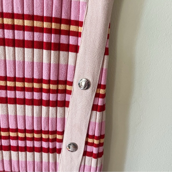 525 America Pink Striped Snap Button Front Tank Sweater Dress Size L Retro Comfy - Picture 7 of 11